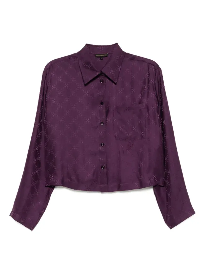 Kiki de Montparnasse Kiki de Montparnasse Handcuff jacquard cropped PJ top - Purpleの商品画像