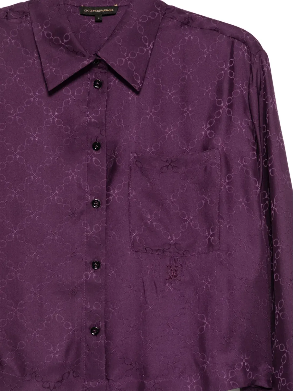 Kiki de Montparnasse Handcuff jacquard cropped PJ top - Purple - 画像3