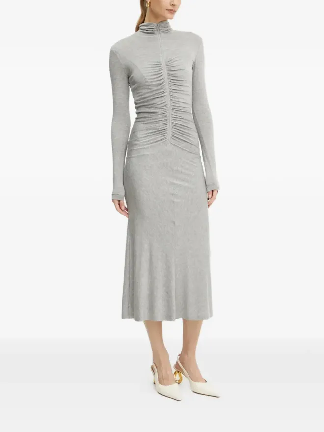 PINKO PINKO ジップアップ・ギャザー入りミディドレス グレーの商品画像