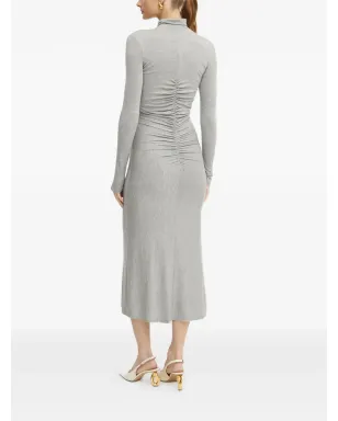 PINKO ジップアップ・ギャザー入りミディドレス グレー - サムネイル3
