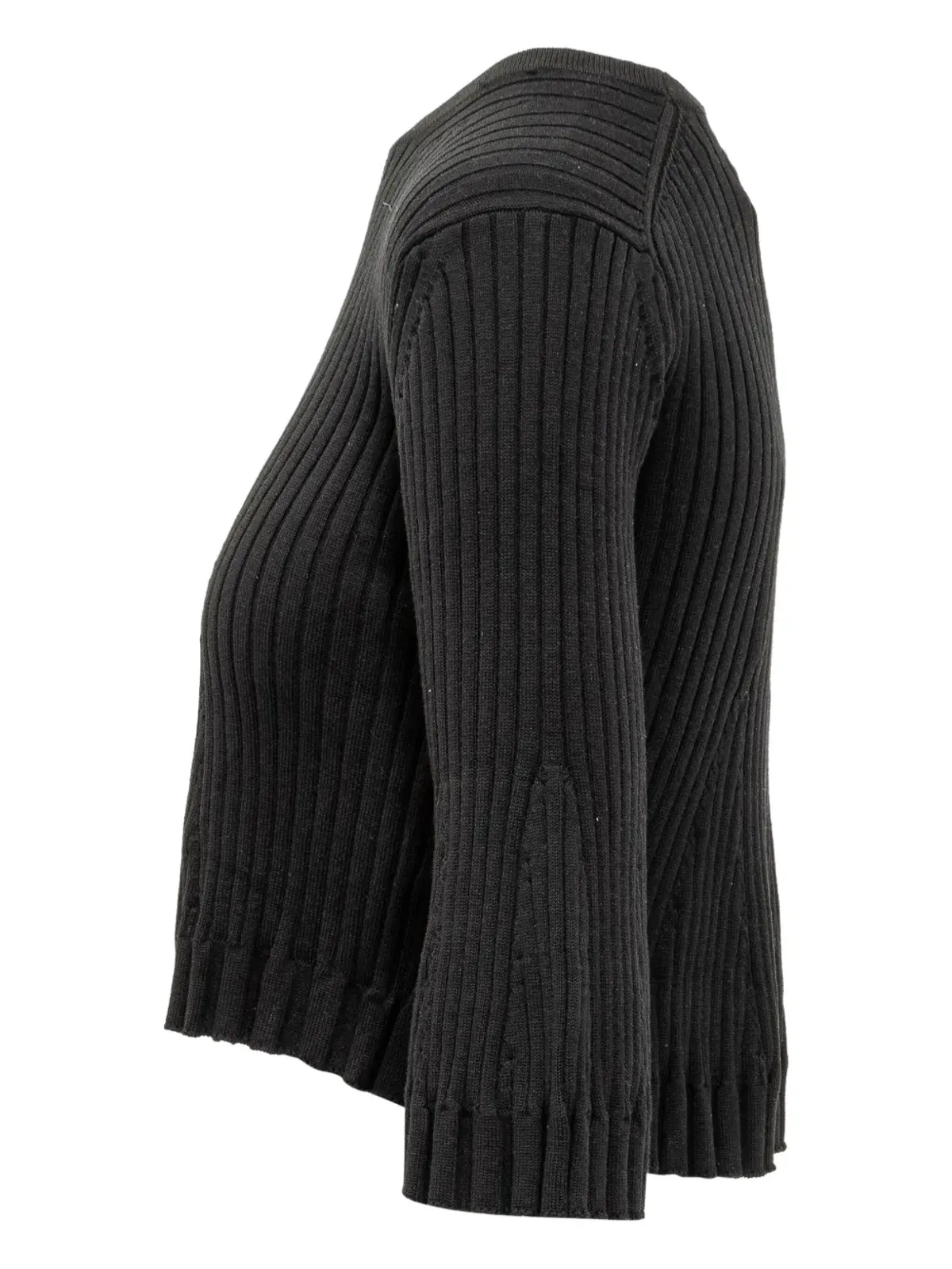 LouLou de Saison Ammi ribbed bell-sleeve knitted top - Black - 画像3