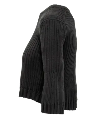 LouLou de Saison Ammi ribbed bell-sleeve knitted top - Black - サムネイル3