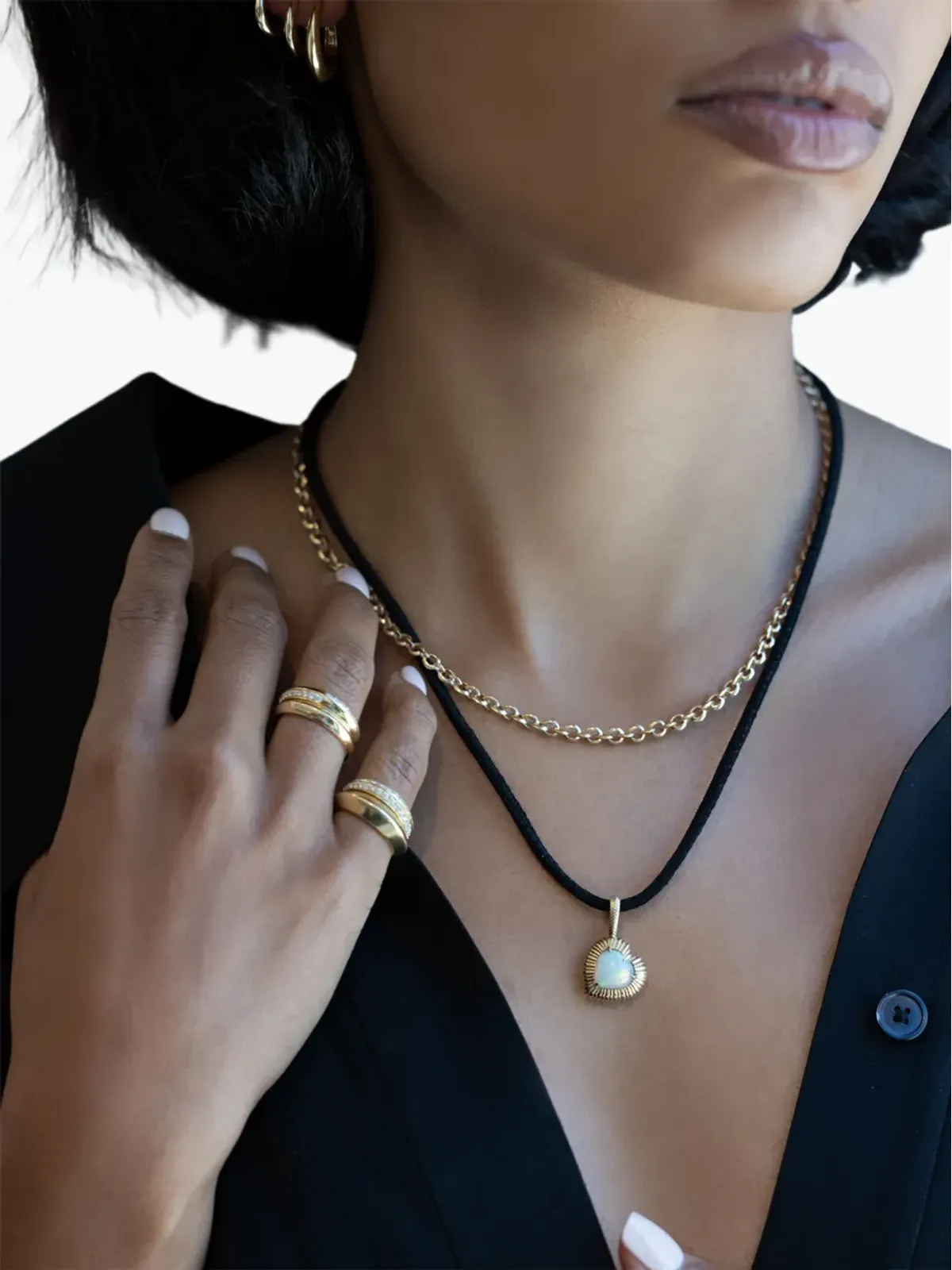 Lizzie Mandler Fine Jewelry 18Kイエローゴールド ハートオパール ペンダント ネックレス - 画像2