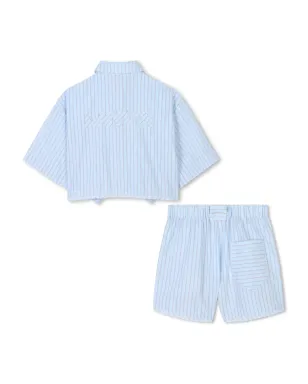 Lanvin Enfant ストライプ柄コットンシャツとショーツのセット - Blue - サムネイル2