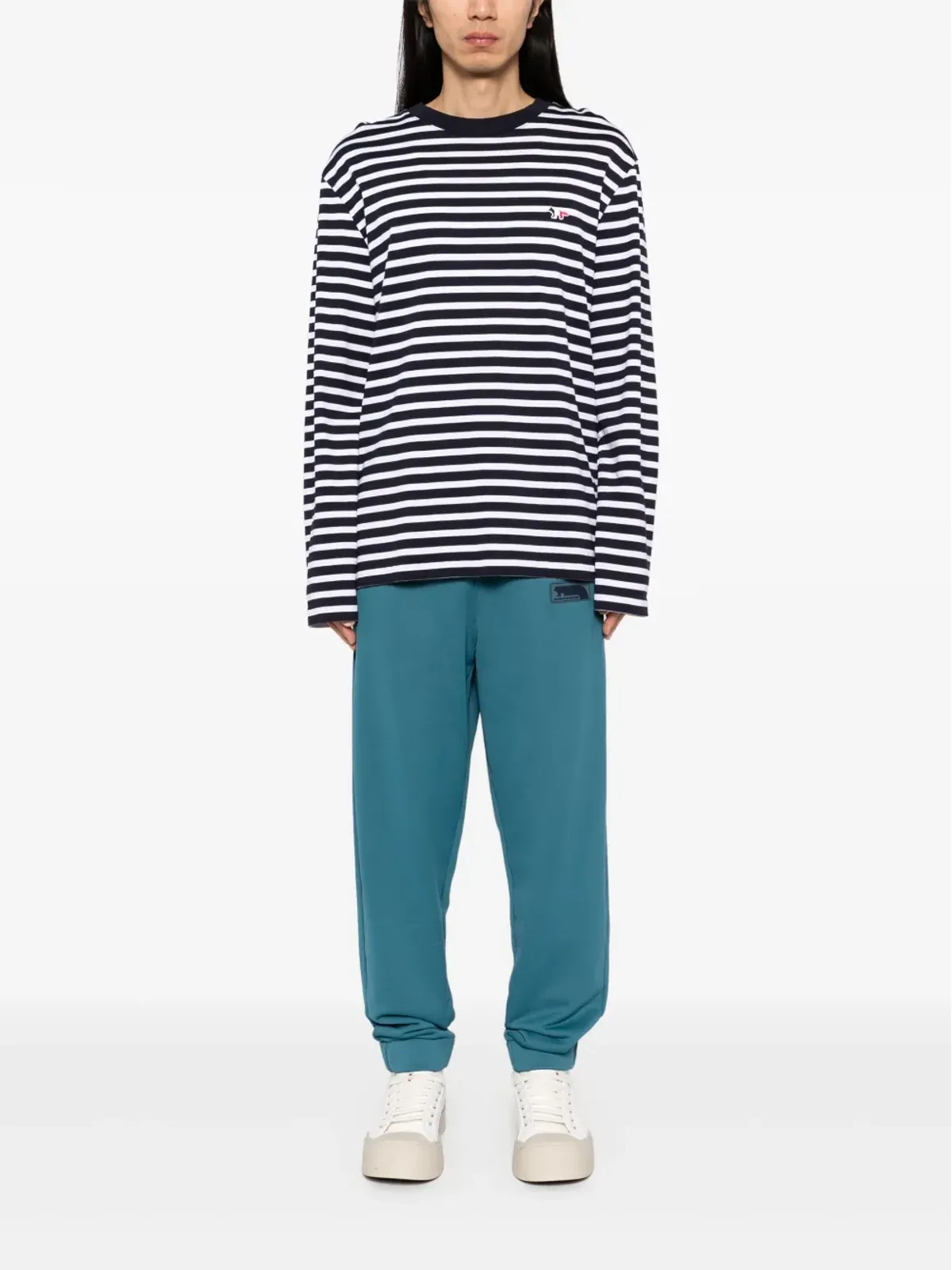 Maison Kitsuné フラッシュフォックス パッチ付きスウェットパンツ ブルー - 画像2
