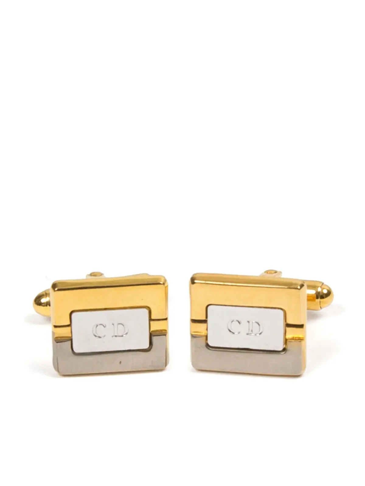 Christian Dior ビンテージ 1980年代 ツートーン カフリンクス ゴールド - 画像1
