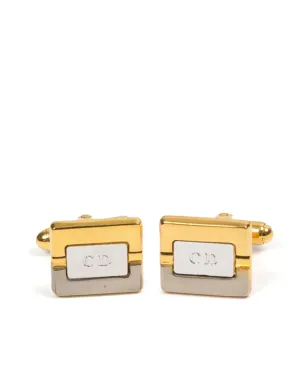 Christian Dior ビンテージ 1980年代 ツートーン カフリンクス ゴールド - サムネイル1