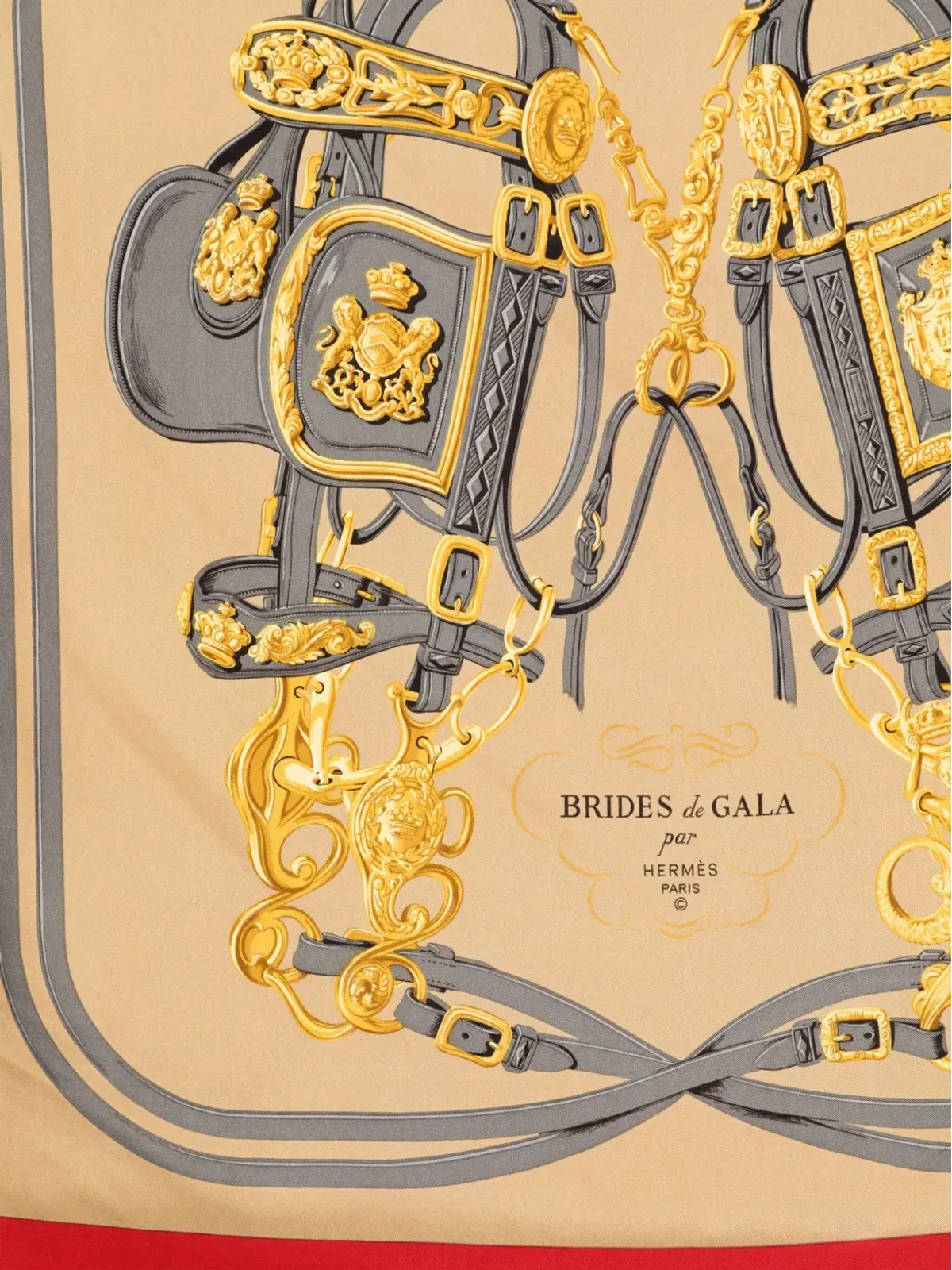ビンテージ Hermès Brides de Gala スカーフ - レッド - 画像2