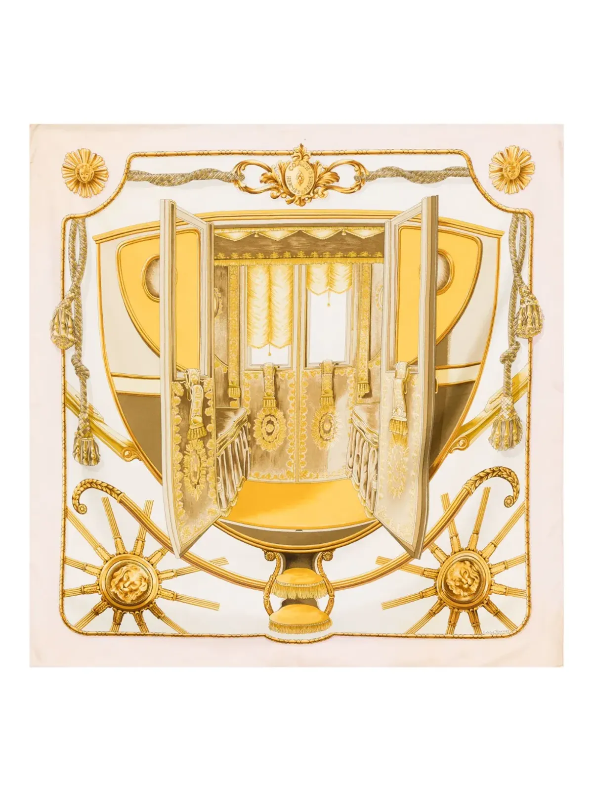 ビンテージ Hermès コーチスカーフ フランソワーズ・ド・ラ・ペリエール - 画像1