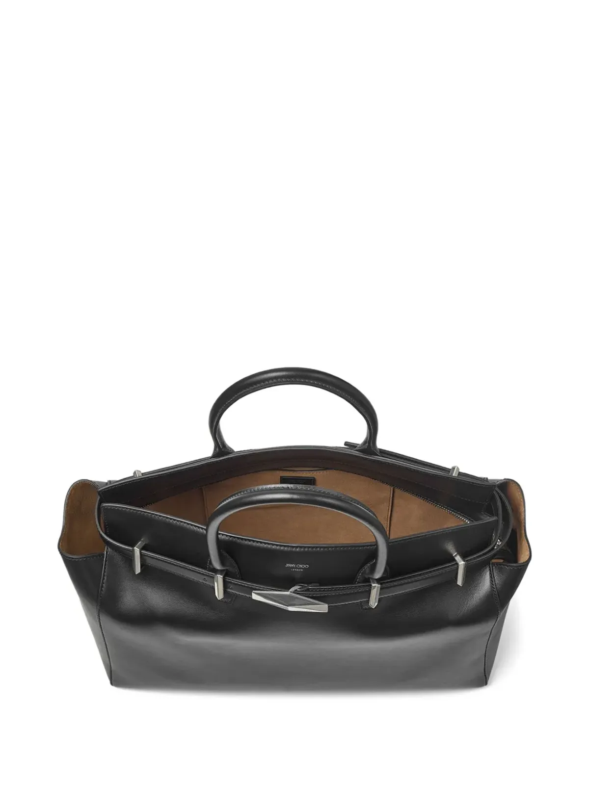 Jimmy Choo ミディアム ダイヤモンドベルテッド トートバッグ ブラック - 画像5