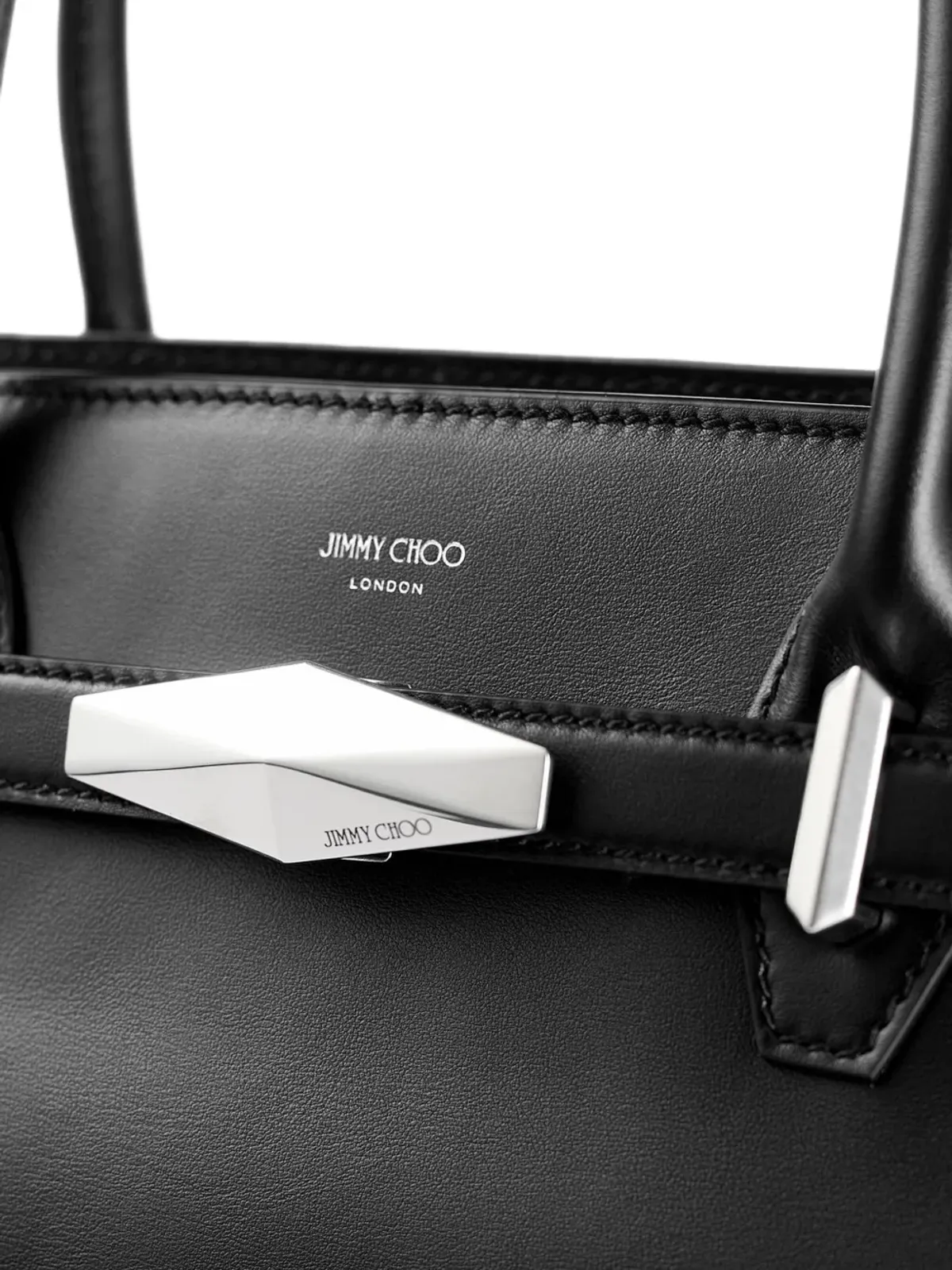 Jimmy Choo ミディアム ダイヤモンドベルテッド トートバッグ ブラック - 画像4