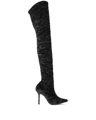Jimmy Choo ブラック ベルベット ブーツ - サムネイル1