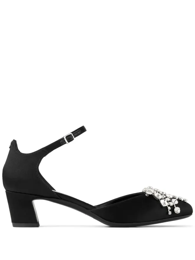 Jimmy Choo Jimmy Choo 45mm クリスタル装飾パンプス - ブラックの商品画像