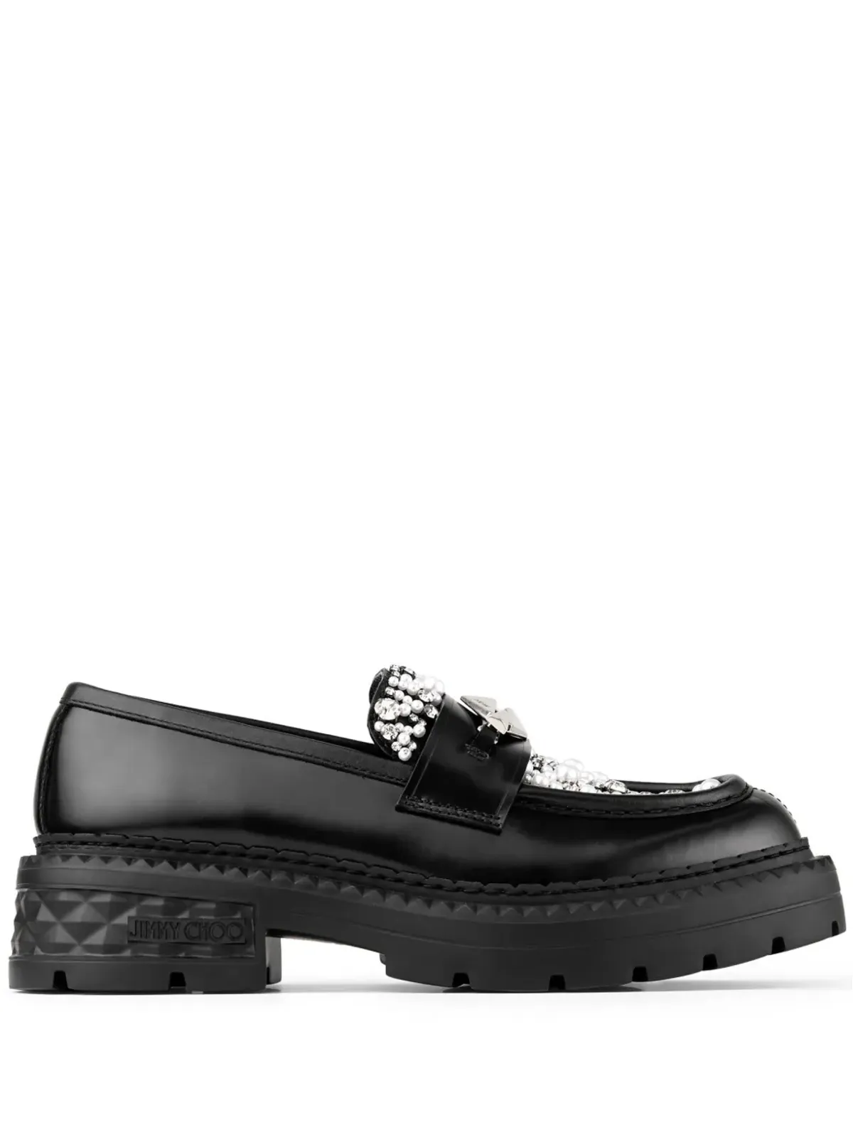 Jimmy Choo マーロウ ダイヤモンド ローファー ブラック - 画像1