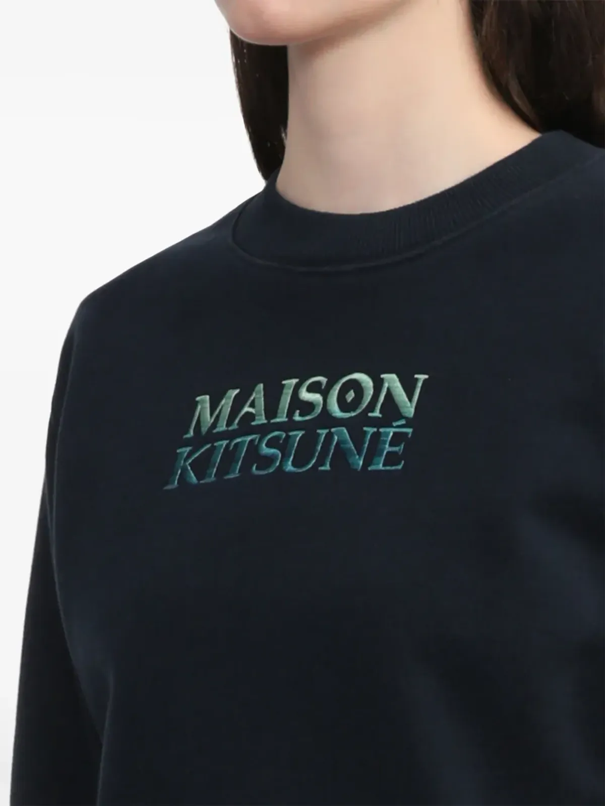 Maison Kitsuné ロゴ刺繍スウェットシャツ - ネイビー - 画像5