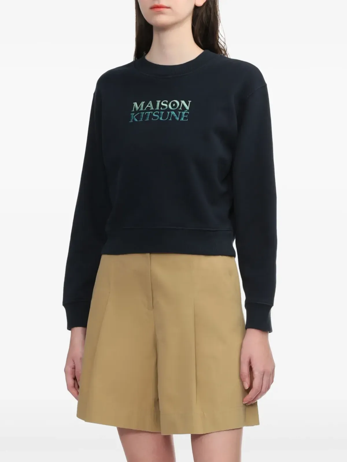 Maison Kitsuné ロゴ刺繍スウェットシャツ - ネイビー - 画像3