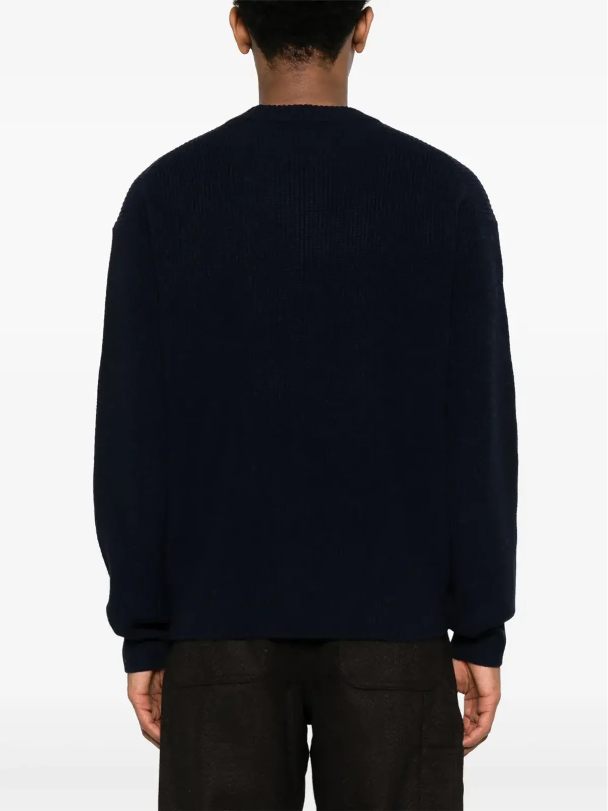 Maison Kitsuné Bold Fox Headパッチ入りリブ編みセーター ブルー - 画像4