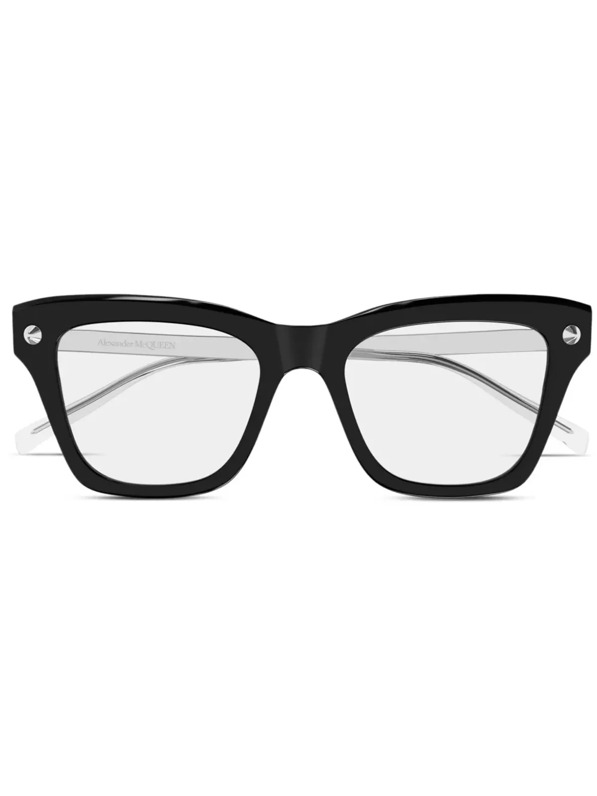 Alexander McQueen Eyewear スクエアフレーム眼鏡 - BLACK-SILVER-TRANSPARENT - 画像1