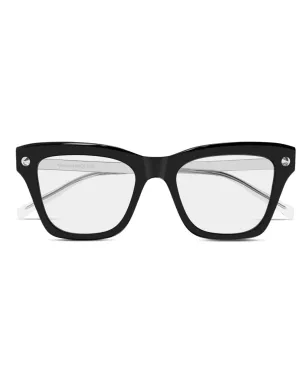 Alexander McQueen Eyewear スクエアフレーム眼鏡 - BLACK-SILVER-TRANSPARENT - サムネイル1