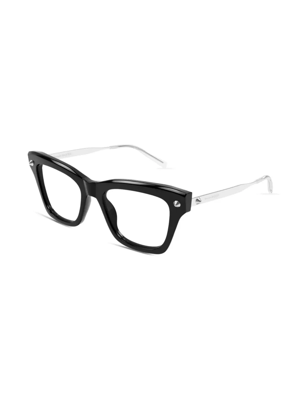 Alexander McQueen Eyewear スクエアフレーム眼鏡 - BLACK-SILVER-TRANSPARENT - 画像2