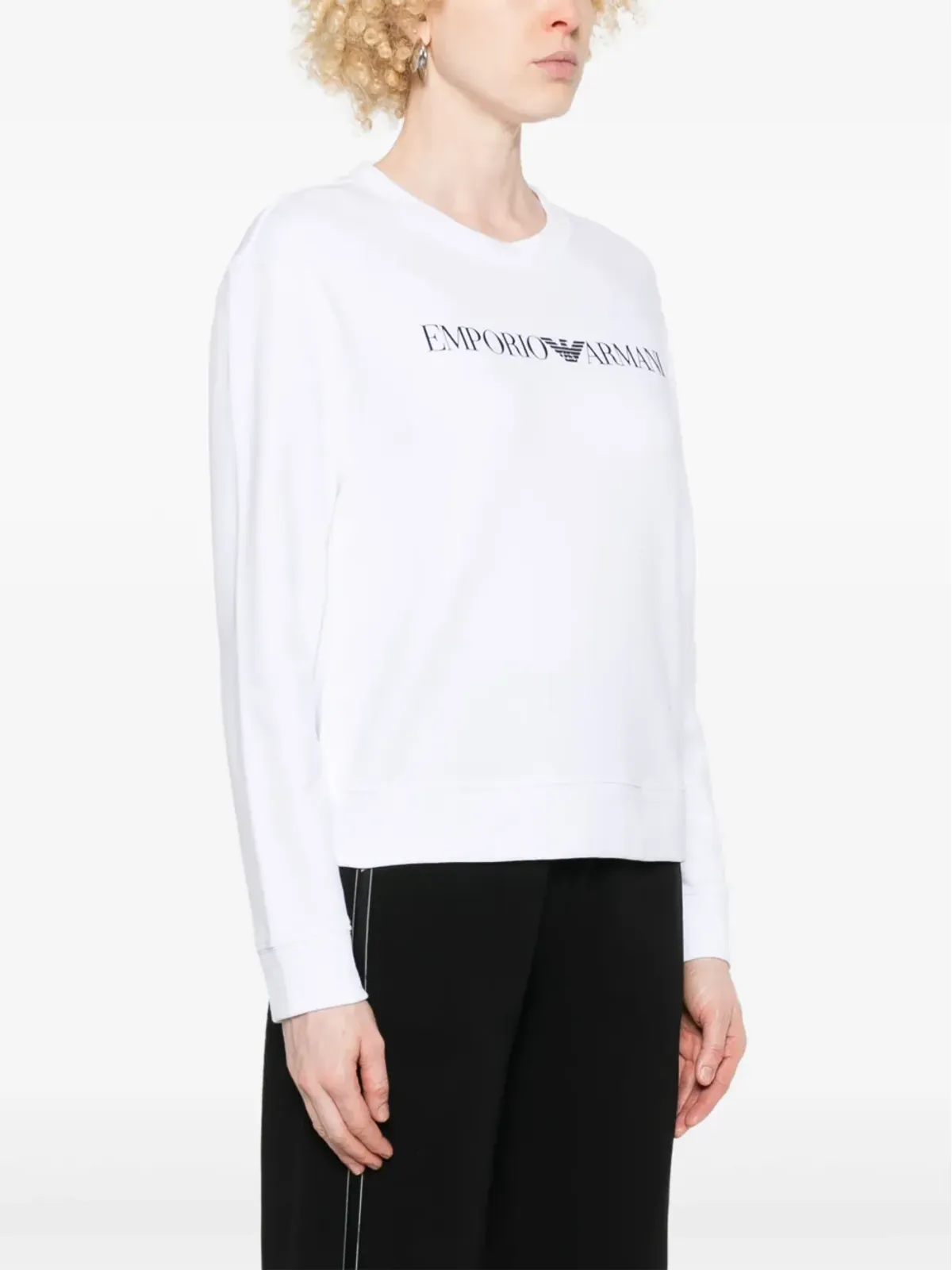 Emporio Armani ロゴプリント オーガニックコットン スウェットシャツ - ホワイト - 画像3