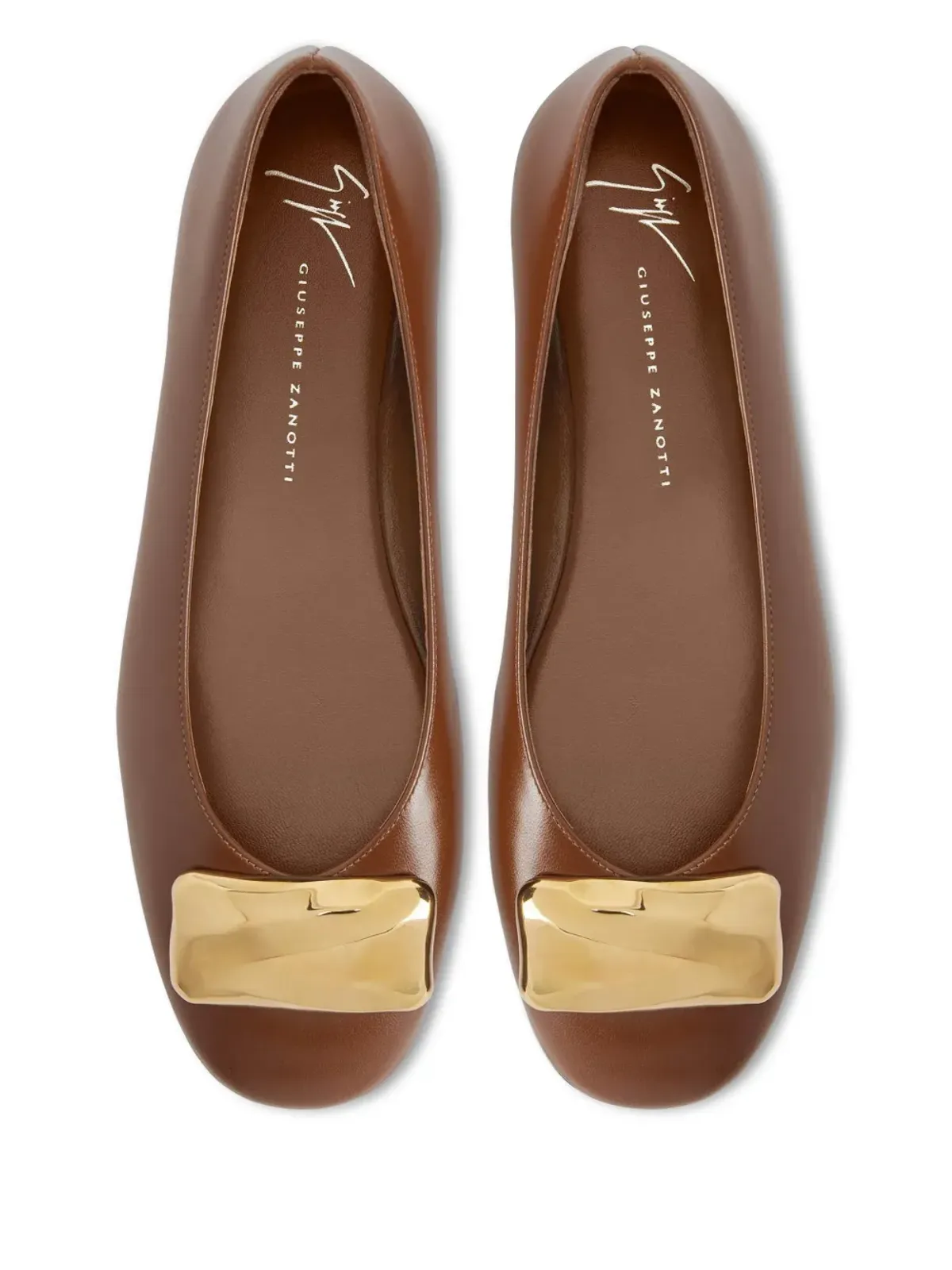 Giuseppe Zanotti Georgia Stone バレエフラット ブラウン - 画像4