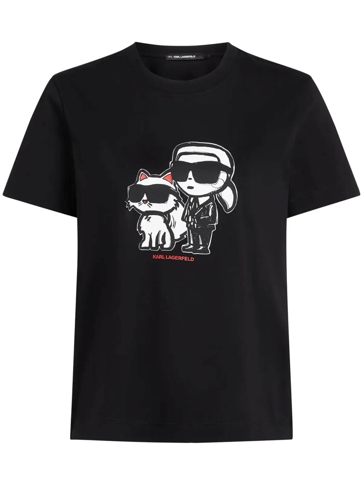 Karl Lagerfeld Ikon Choupette Tシャツ ブラック - 画像1