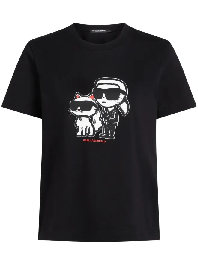 Karl Lagerfeld Karl Lagerfeld Ikon Choupette Tシャツ ブラックの商品画像