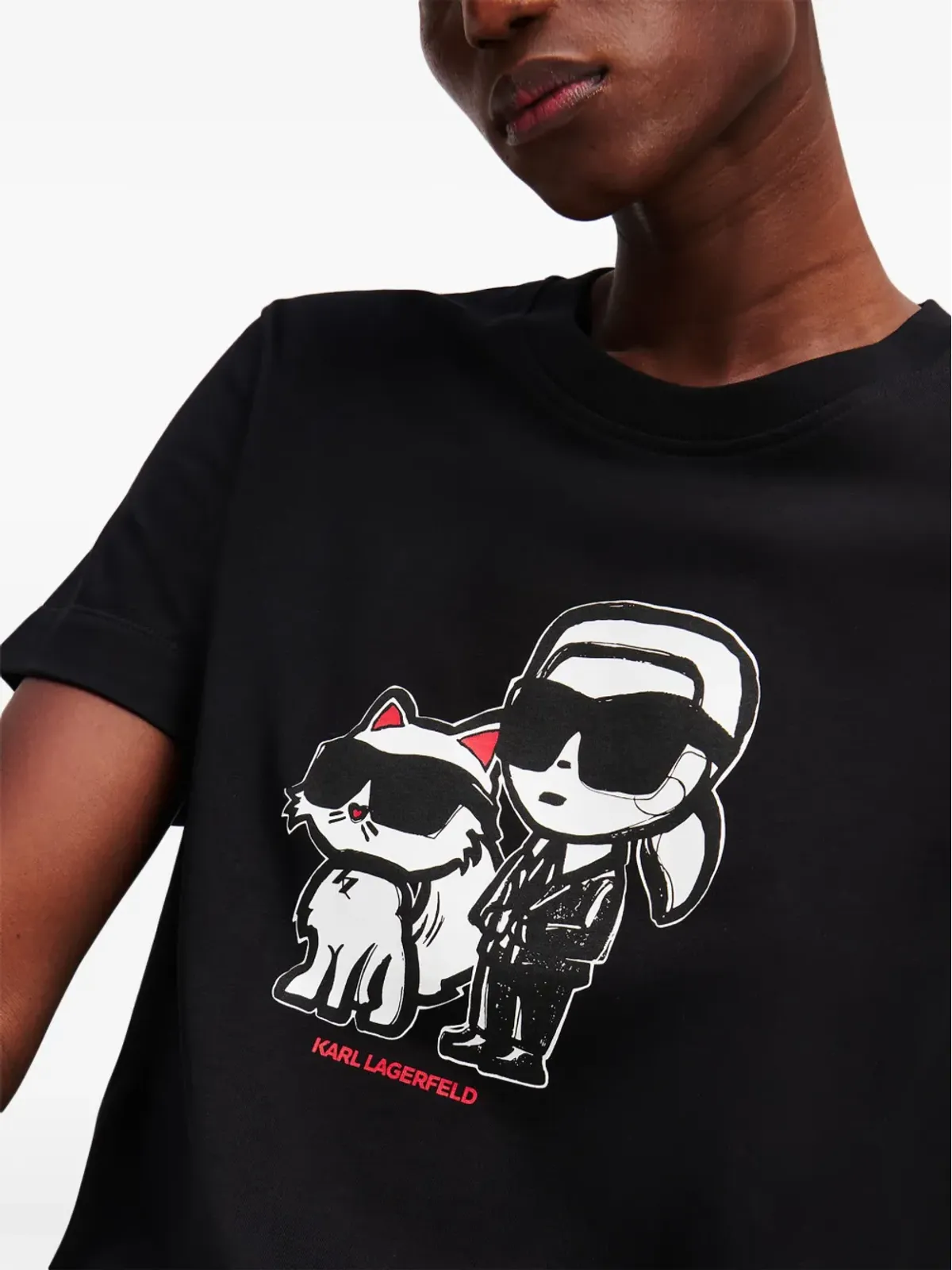 Karl Lagerfeld Ikon Choupette Tシャツ ブラック - 画像5