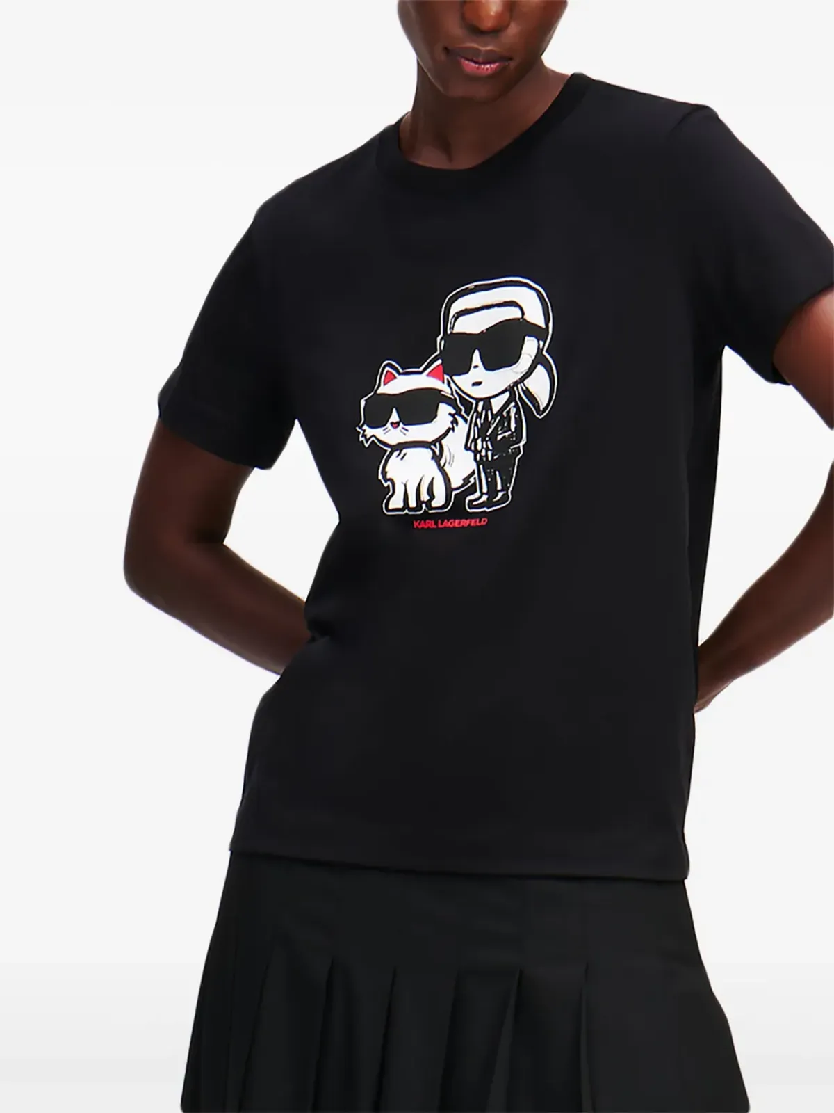Karl Lagerfeld Ikon Choupette Tシャツ ブラック - 画像2