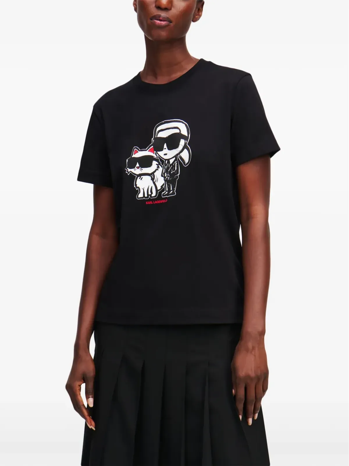 Karl Lagerfeld Ikon Choupette Tシャツ ブラック - 画像3