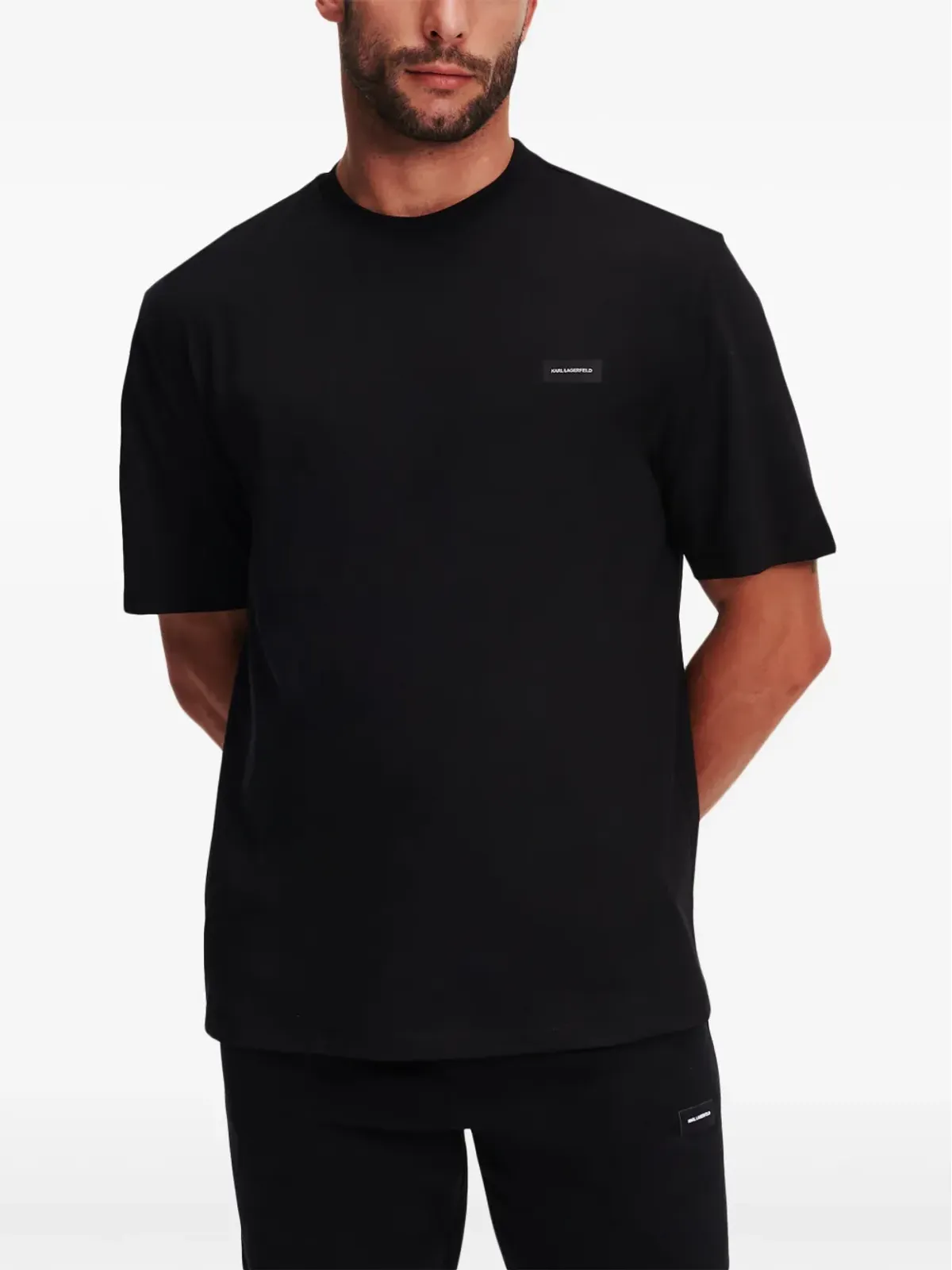 Karl Lagerfeld ロゴパッチ コットン Tシャツ - ブラック - 画像3