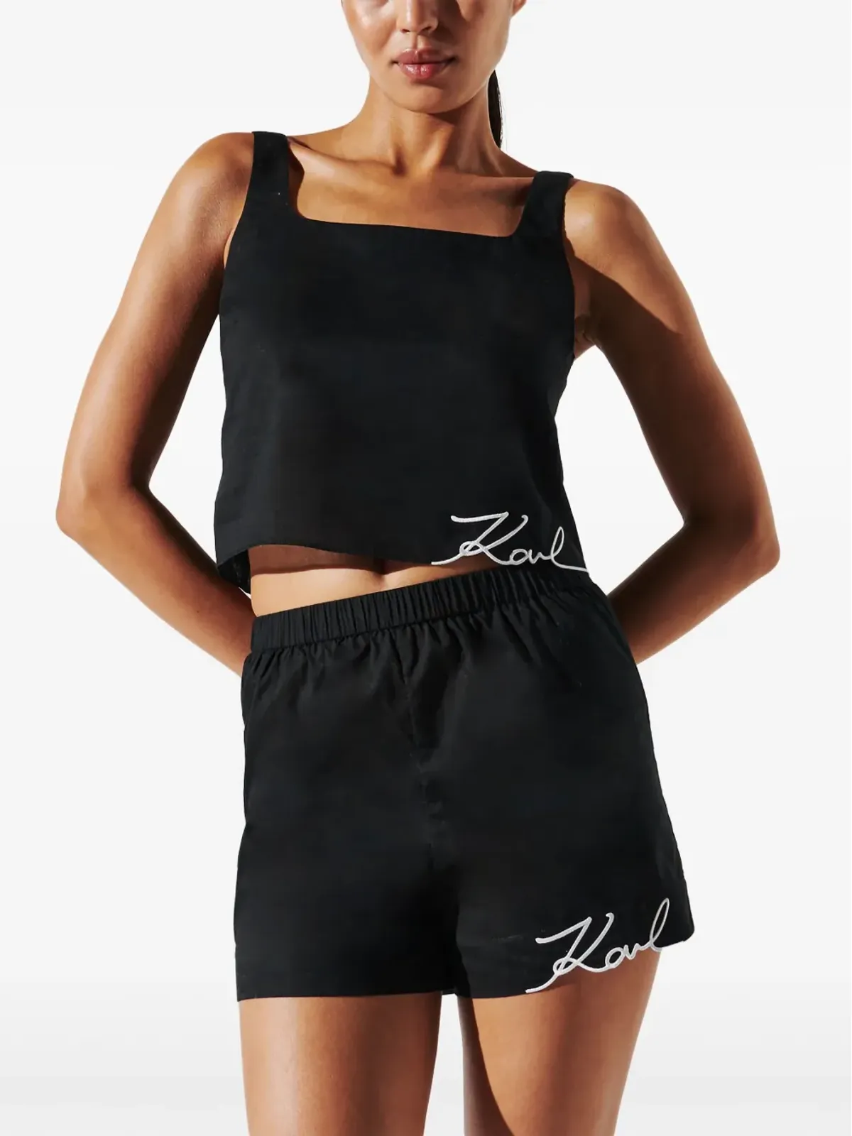 Karl Lagerfeld K/signature クロップトップ - ブラック - 画像3