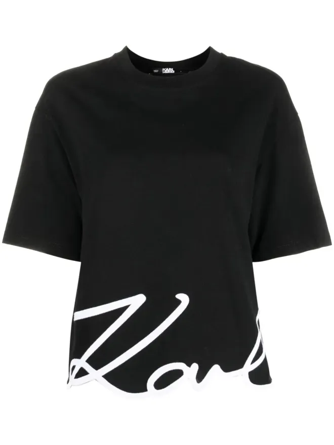 Karl Lagerfeld Karl Lagerfeld Signature Hem Tシャツ - ブラックの商品画像