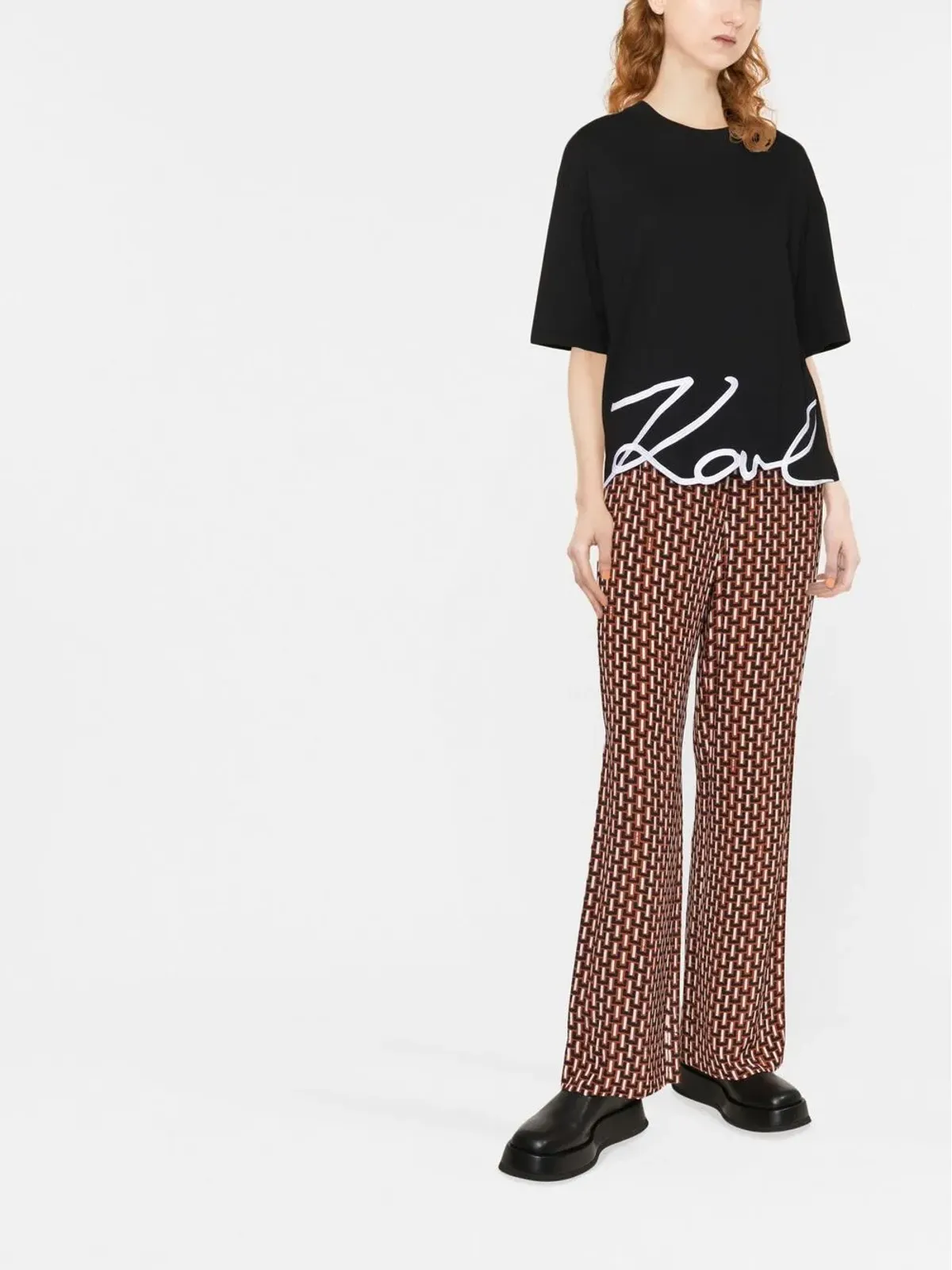 Karl Lagerfeld Signature Hem Tシャツ - ブラック - 画像2