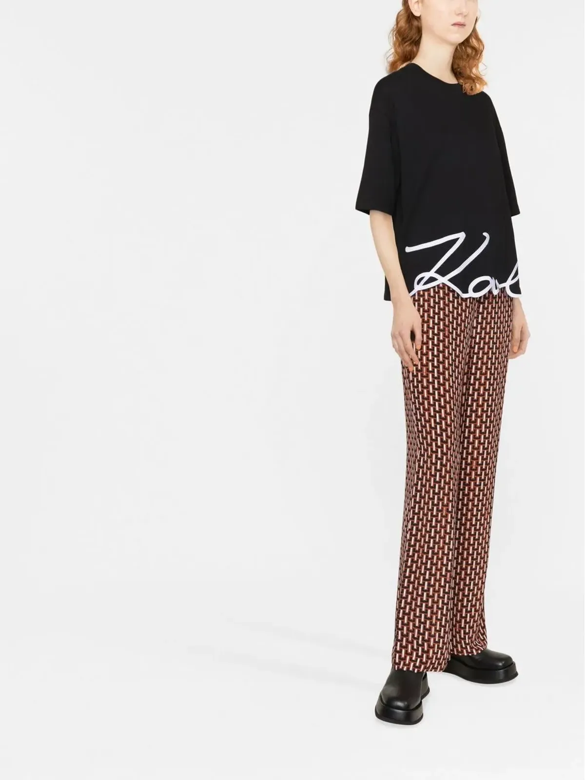 Karl Lagerfeld Signature Hem Tシャツ - ブラック - 画像4