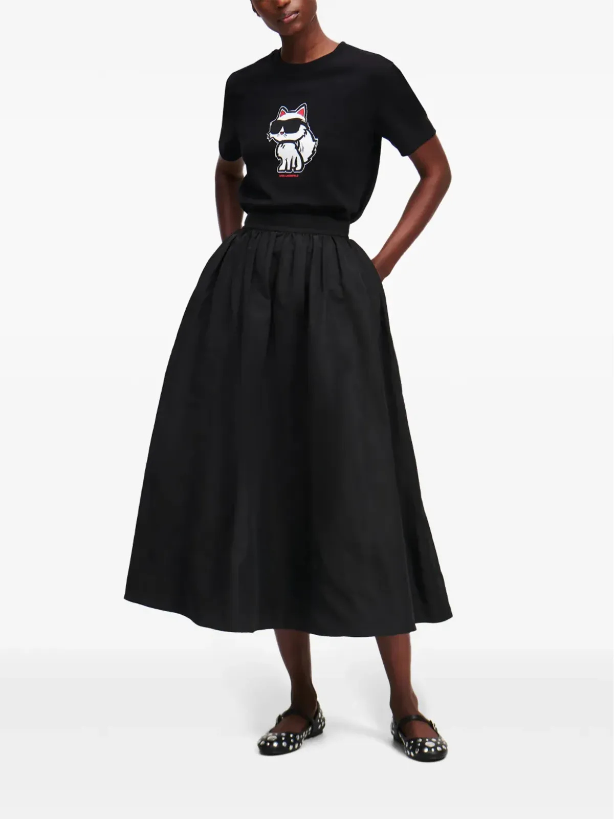 Karl Lagerfeld Ikon Choupette スケッチ Tシャツ - 画像2