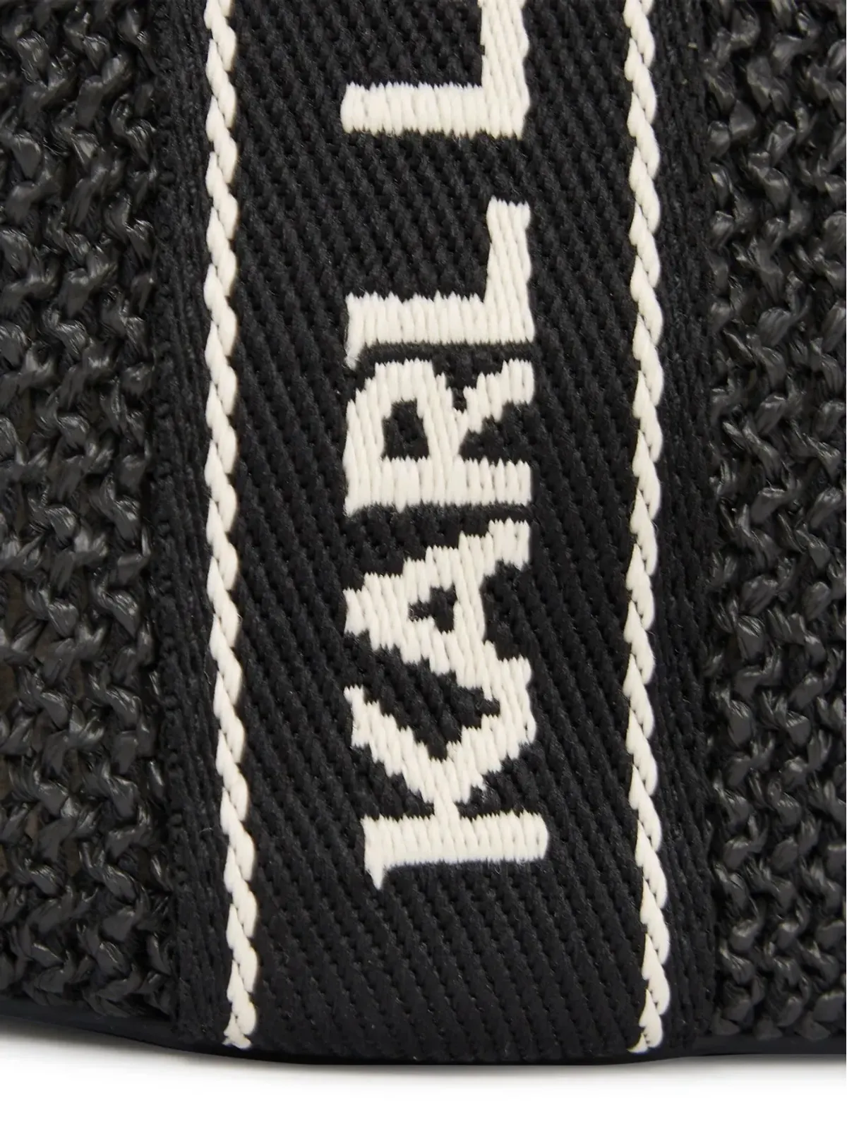 Karl Lagerfeld シグネチャー ラフィア ビーチトートバッグ - ブラック - 画像4