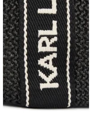 Karl Lagerfeld シグネチャー ラフィア ビーチトートバッグ - ブラック - サムネイル4