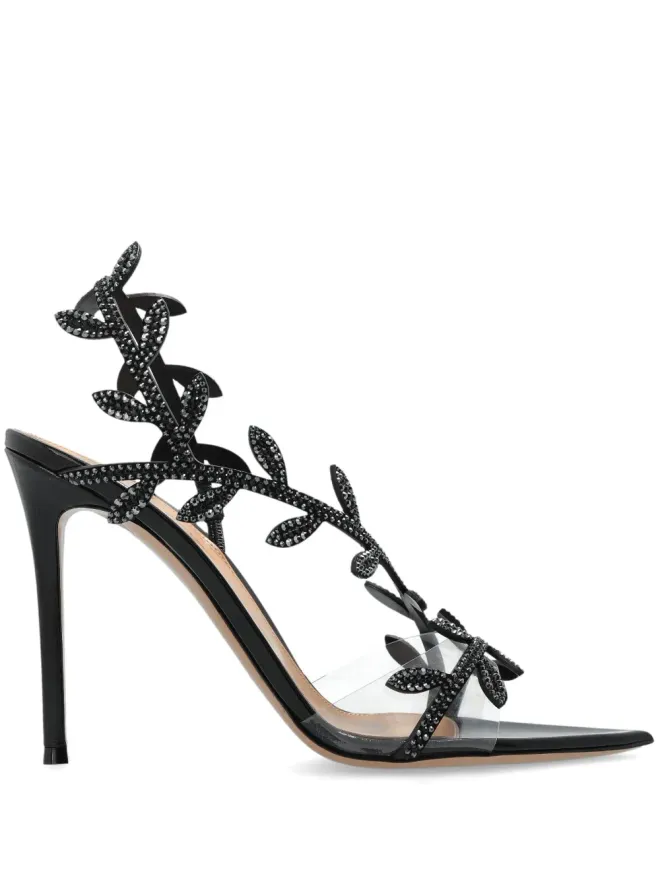 Gianvito Rossi Gianvito Rossi クリスタル フラヴィア サンダル ブラックの商品画像