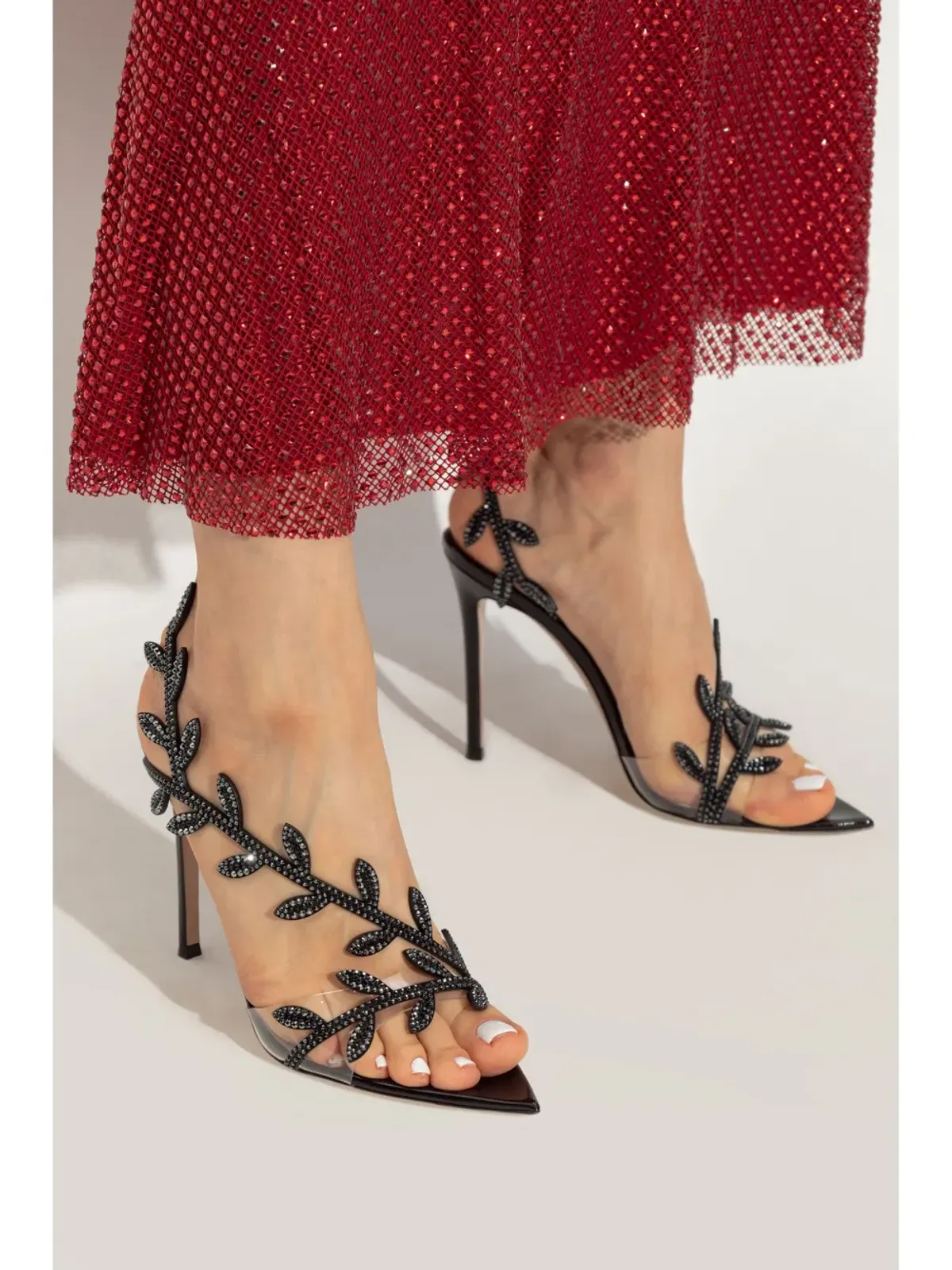 Gianvito Rossi クリスタル フラヴィア サンダル ブラック - 画像2