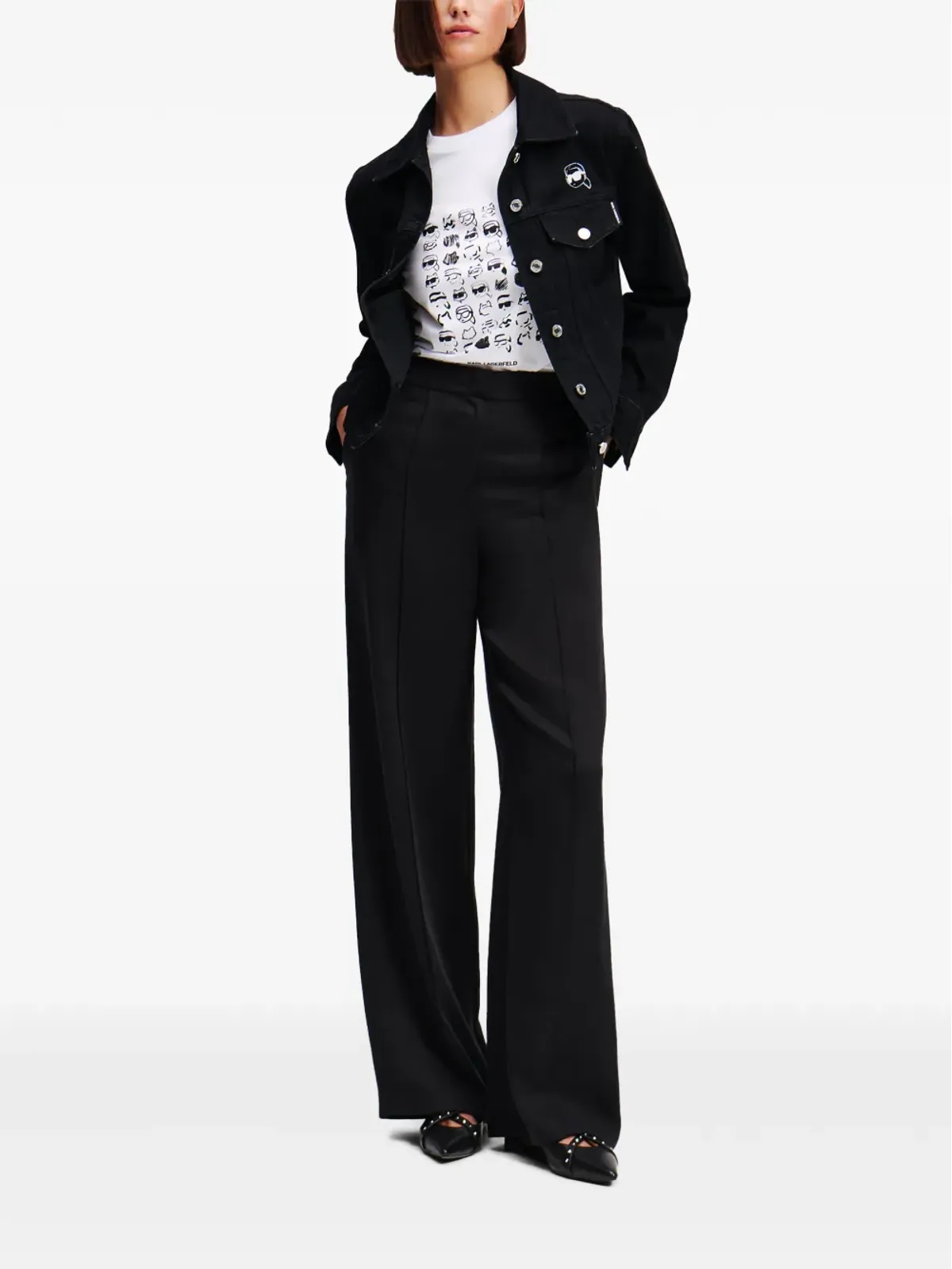 Karl Lagerfeld ストレートレッグパンツ ブラック - 画像2