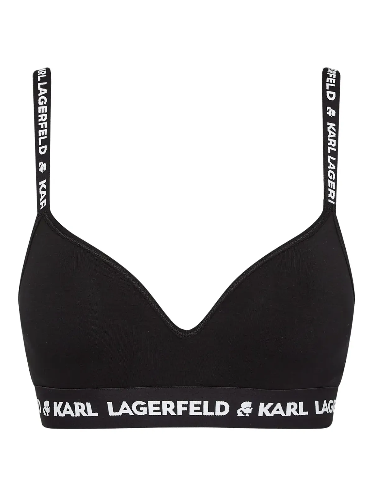 Karl Lagerfeld ロゴ入りアンダーバンド パッド入りブラジャー - ブラック - 画像1