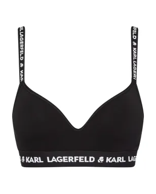 Karl Lagerfeld ロゴ入りアンダーバンド パッド入りブラジャー - ブラック - サムネイル1