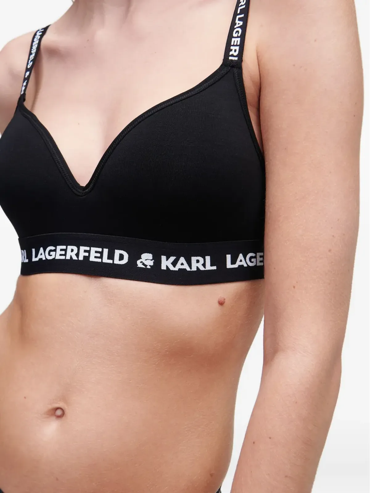 Karl Lagerfeld ロゴ入りアンダーバンド パッド入りブラジャー - ブラック - 画像5