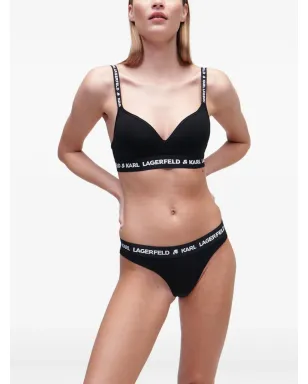 Karl Lagerfeld ロゴ入りアンダーバンド パッド入りブラジャー - ブラック - サムネイル2