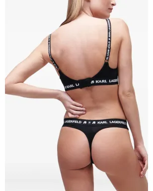 Karl Lagerfeld ロゴ入りアンダーバンド パッド入りブラジャー - ブラック - サムネイル3