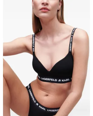 Karl Lagerfeld ロゴ入りアンダーバンド パッド入りブラジャー - ブラック - サムネイル4
