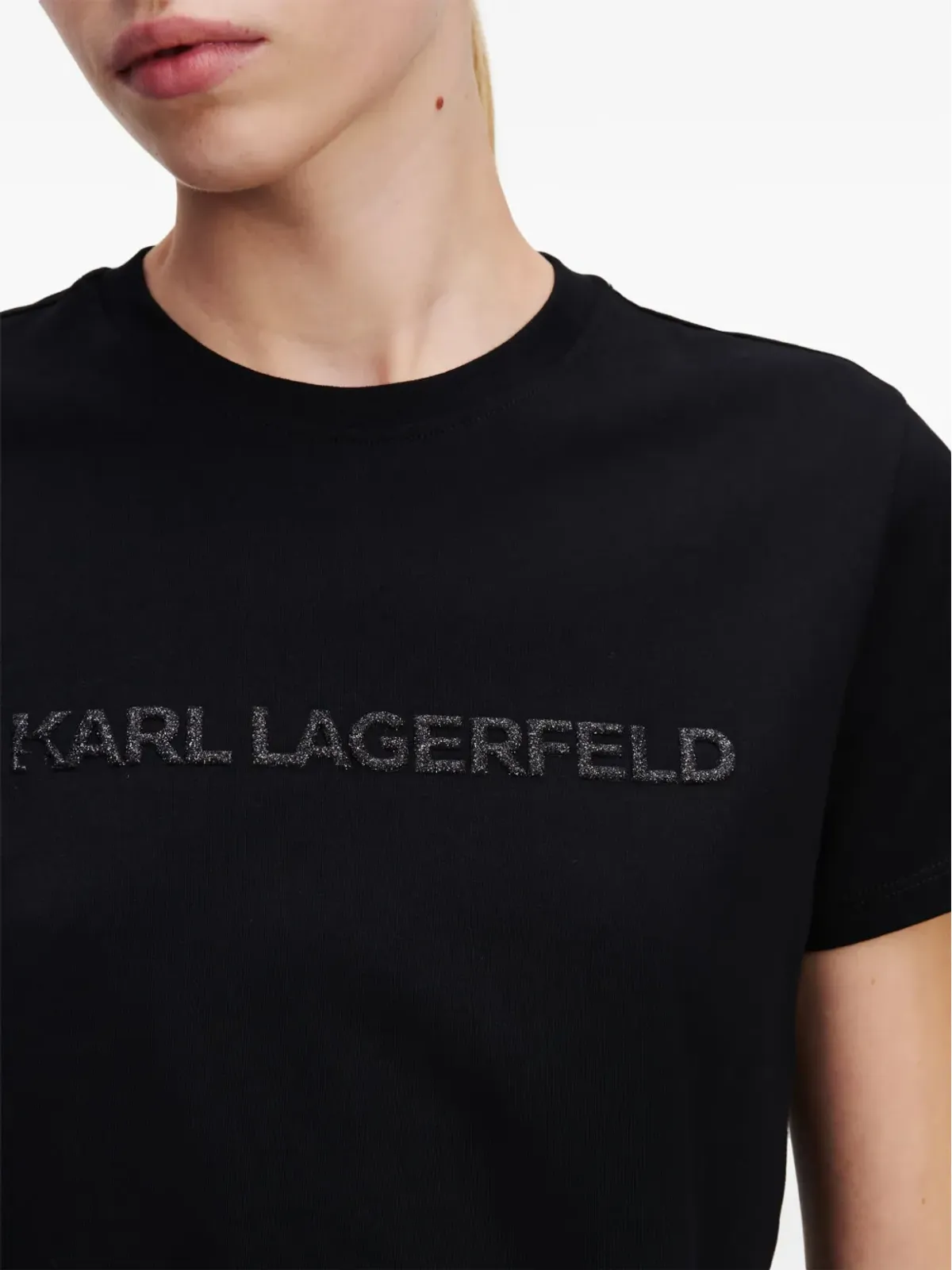 Karl Lagerfeld グリッター ロゴ Tシャツ - ブラック - 画像5