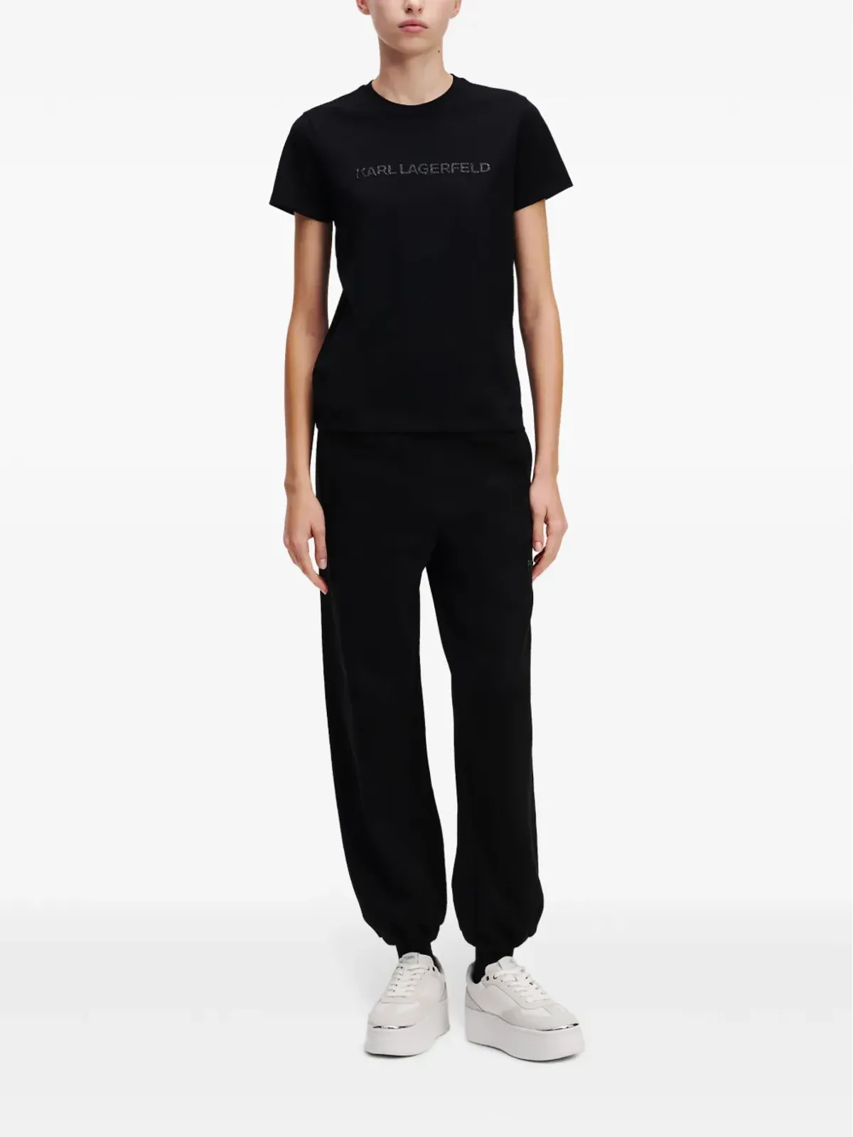 Karl Lagerfeld グリッター ロゴ Tシャツ - ブラック - 画像2